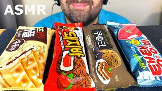 ASMR TRYING KOREAN ICE CREAM BARS, ICE CREAM SANDWICH CHOCOLATE & FRUIT ICE MUKBANG (EATING SOUNDS)