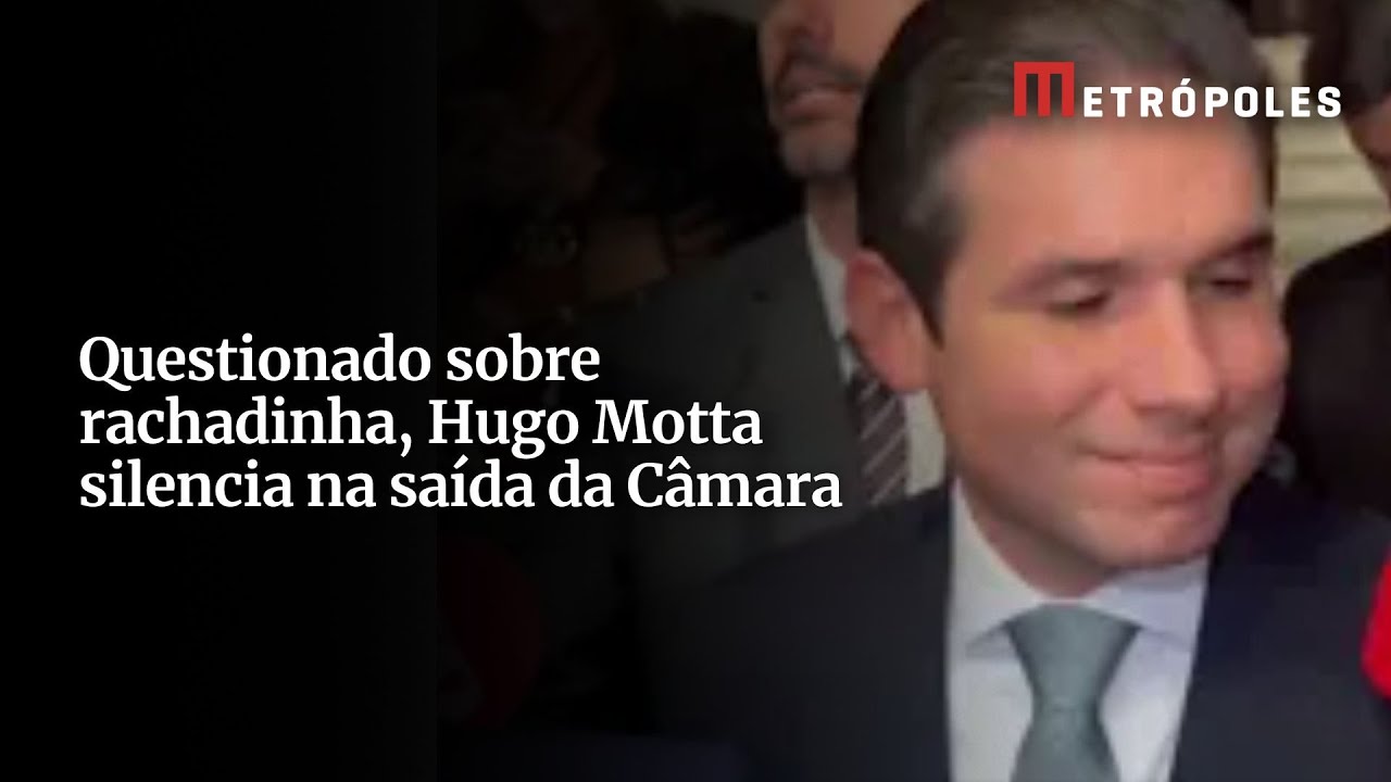Questionado sobre rachadinhas Hugo Motta silencia na saída do Congresso
