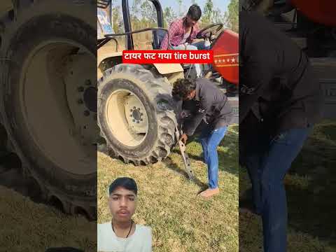 Kya Tractor ka tyre fat jaega Kya Karen Kishan 😱😱 #automobile#reels#tractorking#ytshorts