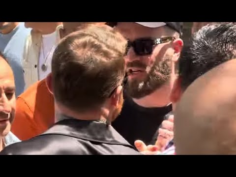Canelo & caleb plant embrace & trade respect at weigh-in vs munguia