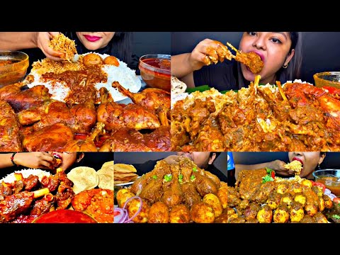 ASMR EATING SPICY CHICKEN CURRY, MUTTON CURRY, EGG CURRY | BEST INDIAN FOOD MUKBANG |Foodie India|