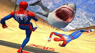 GTA 5 Ragdolls SPIDERMAN Jumps/Fails in 4K 60FPS (Euphoria Physics) 14