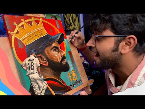 Paint With Me - Virat Kohli,  Virat Kohli Drawing,  Acrylic Painting Tutorial