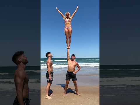 Love stunt pictures on the beach #Shorts #Cheer #Stunt