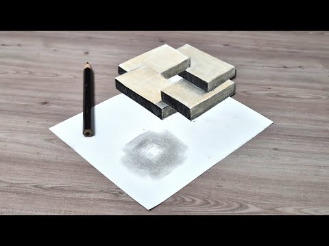 3d drawing  illusion on paper for beginner