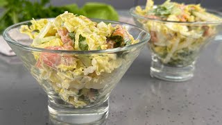 САЛАТ "В десятку" ! Сообразила по-быстрому из остатков КАПУСТЫ ! Быстро, ВКУСНО, хоть на праздник!