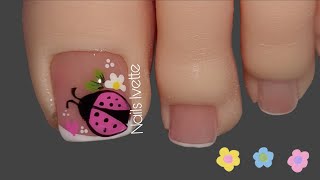UÑAS SENCILLAS Y ELEGANTES PARA PIE / DISEÑO DE UÑAS MARIQUITA 🐞 UÑAS BONITAS 