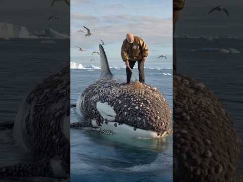 The killer whale had parasitic barnacles on its body and asked an old man for help