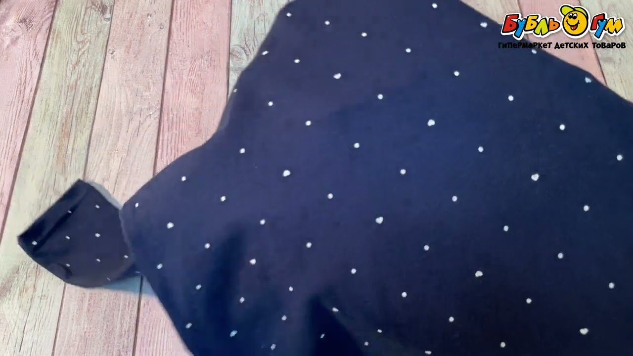 Лонгслив Lanson Kids с рюшами с мелкий белый горошек синий - видео