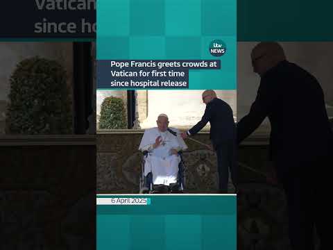 Pope Francis greets crowds at Vatican for first time since hospital release| ITV News  #itvnews