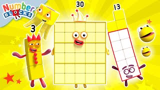 Matemática Nível 2 - Amarelo 🟡| Compilação de 60 min - Episódios completos | Numberblocks Português
