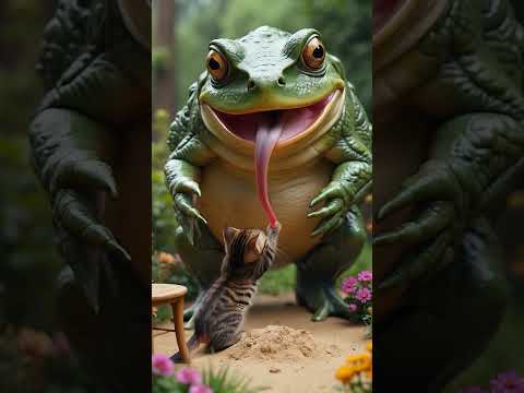 🐸The Kitten Eats a Frog… and Dad Cat Saves the Day!😹🐾👾 #cattales #cartooncat #petstory #cat