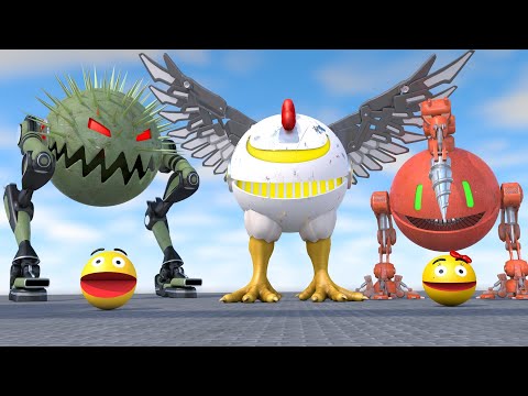 Pacman's Best Adventures Compilation #14 | Walking DrillHead, Chicken Leg, Biped Spiky Robots