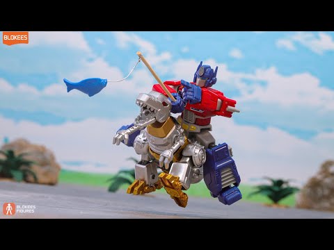 Blokees Transformers Stop Motion Smackdown! Optimus Prime Conquered Grimlock in Epic Battle