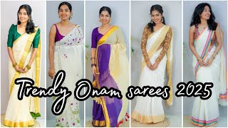 Trending Onam sarees 2025 || Saree styling tips for Onam ||  Asvi Malayalam