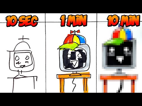 Drawing SPRUNKI MR FUN COMPUTER in 1sec, in 1min, 10min