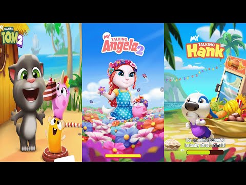 My Talking Tom2 vs My Talking Hank vs My Talking Angela2 Hank Orange Hair Angela2 Dance |Tom2 Ep4018