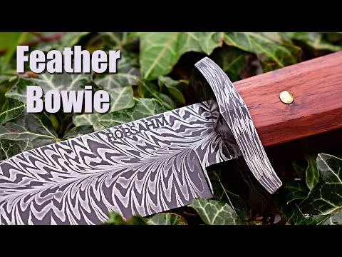 Knife Making - Forging a Small Feather Pattern Damascus Bowie Knife