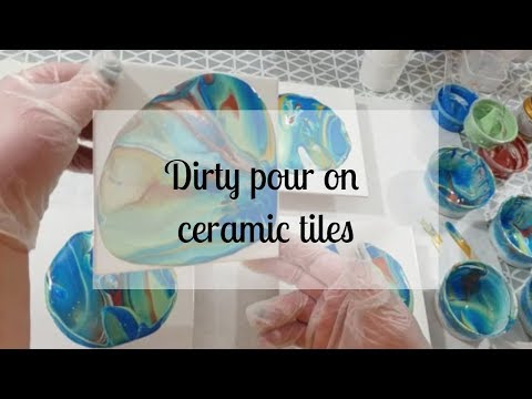 161 - Acrylic Dirty Pour - flip cups on ceramic tiles