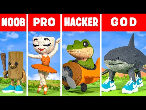 ITALIAN BRAINROT MEMES BUILD CHALLENGE IN MINECRAFT - NOOB vs PRO vs HACKER vs GOD