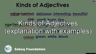 Kinds of Adjectives (explanation with examples)