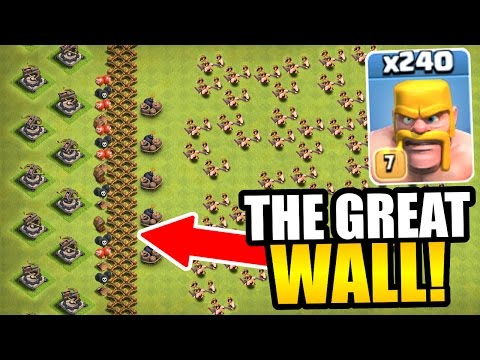 "THE GREAT WALL OF CLASH OF CLANS!" - INSANE TROLL BASE GAME PLAY!
