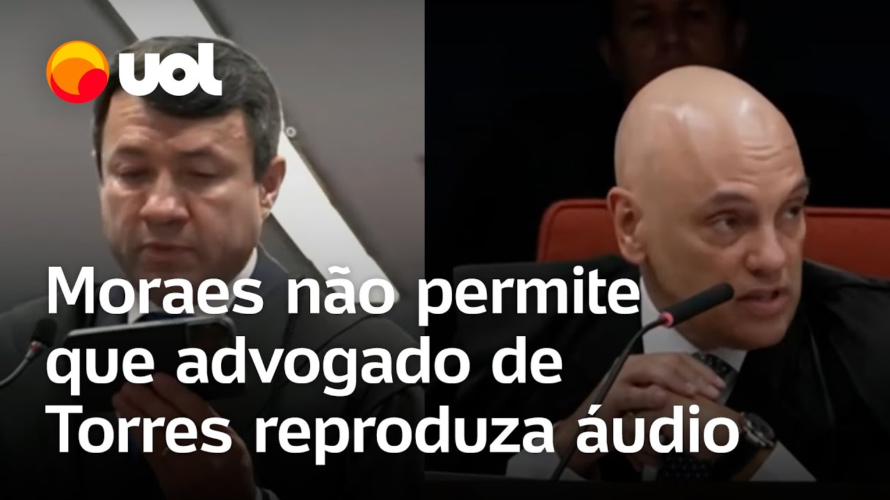Advogado de Torres tenta reproduzir áudio, mas Moraes não permite: ‘Não estava autorizado’