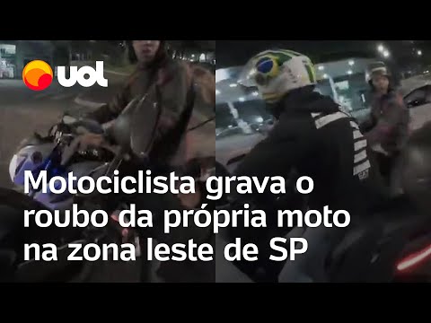 Motociclista com câmera no capacete grava o roubo da própria moto na zona leste de São Paulo; vídeo