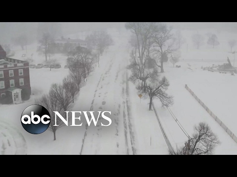 Drone soars over snowy New Jersey