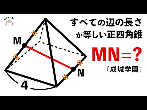 正四角錐　空間上の2点間の距離　成城学園