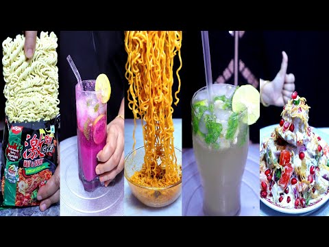 Korean Hot Noodles,Punjabi Rajma Masala,Delicious Aloo Chaat,Blueberry Mojito - #cooking #asmr #food