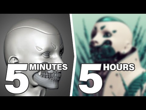 3D professional creates sci-fi artwork - ZBrush & Cinema4D 3D modeling timelapse