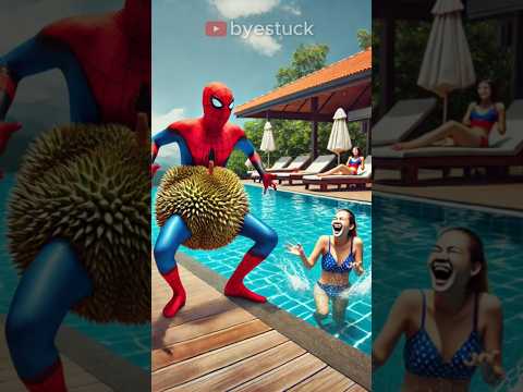 👉#bokongdurian BS506 Poolside Prank Spidey’s Durian Surprise! 🕸️🥥😂