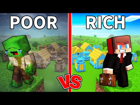 Mikey and JJ Left POOR vs RICH Village in Minecraft (Maizen)