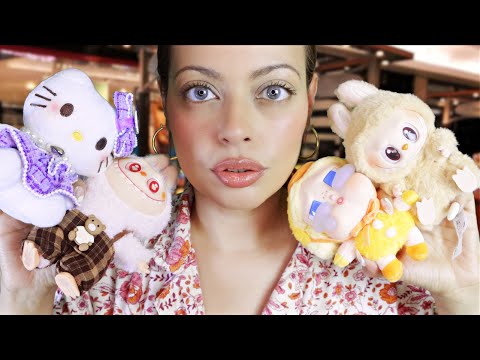 ASMR Bag Charm Kiosk Roleplay - Tapping, Fabric Sounds, Bead Sounds, Scratching & more