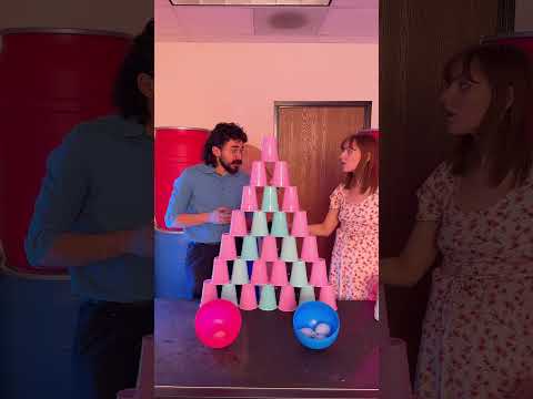 Pink and blue cups spice up baby gender reveal! #shorts