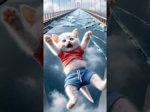 Kitten Is Falling From Glass Bridge?! 😱 #catstory #catvideos #meaow #catadventures