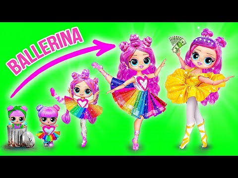 ¡LOL Bailarina Creciendo de Pobre a Rica! Manualidades para Muñecas LOL OMG