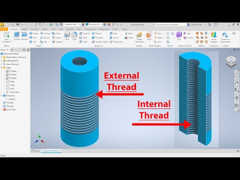 External Thread using Thread Tool in Autodesk Inventor 2025