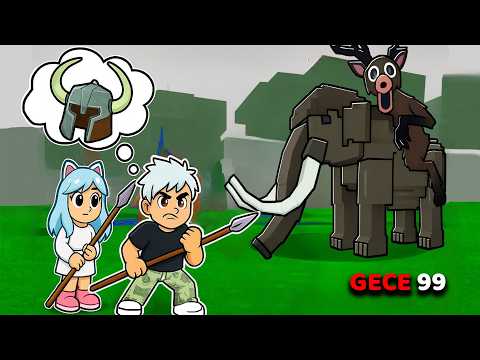 MAMUT DİŞİYLE Miğfer YAPTIM !! ORMANDA 99 GECE HAYATTA KALDIM 😱 ROBLOX 99 NIGHTS IN FOREST 🌲