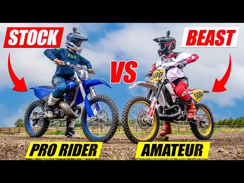 Pro on Stock Dirt Bike vs Amateur on MONSTER 2 Stroke!
