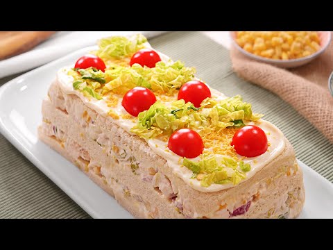 Pastel Frío de Pollo con Pan de Molde, ¡Rápido y Delicioso!