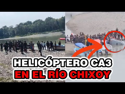 ENCUENTRAN HELICÓPTERO DEL EJÉRCITO QUE CAY0 EN UN RÍO DE PLAYA GRANDE IXCAN, QUICHÉ, GUATEMALA