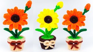 How to Make Pipe Cleaner Flowers 🌻 Mini Pot DIY Craft 🌿 Simple Handmade Decoration and Gift Ideas