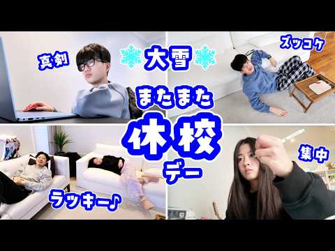 大雪で学校が休校デーがまたまたやってきました😝ラッキーラッキーでもちゃんと勉強しますよ～😝
