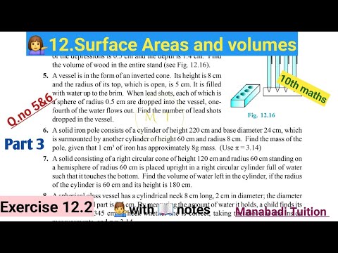 10th class math| Chapter 12| 🙋‍♂️Surface areas and volumes|💁‍♀️ Exercise 12.2 |Q no 5&6|CBSE|NCERT|
