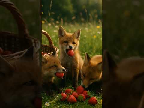 Fox eating strawberry  #cute #relaxing