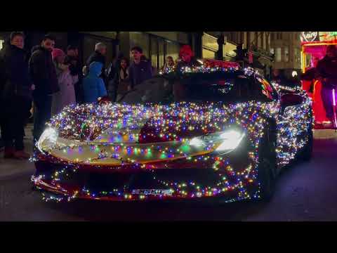 Ferrari SF90 Christmas Tree 🎄 driving and funny reactions in London!!