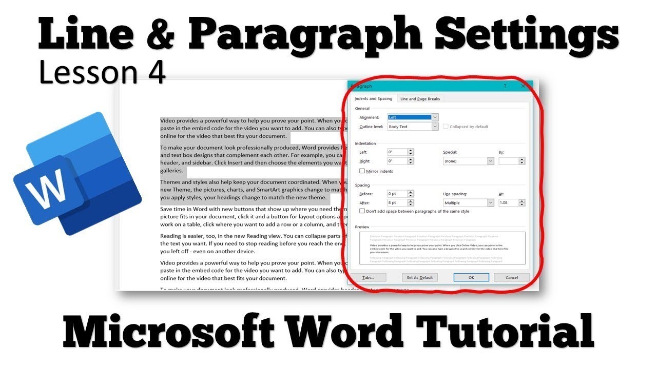 How to Set Line and Paragraph Spacing in Microsoft Word Lesson 4 - The Teacher