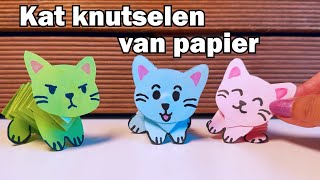 Leuke en makkelijke knutsel: kat van papier maken met muizentrapjes | DIY met Juf Jannie